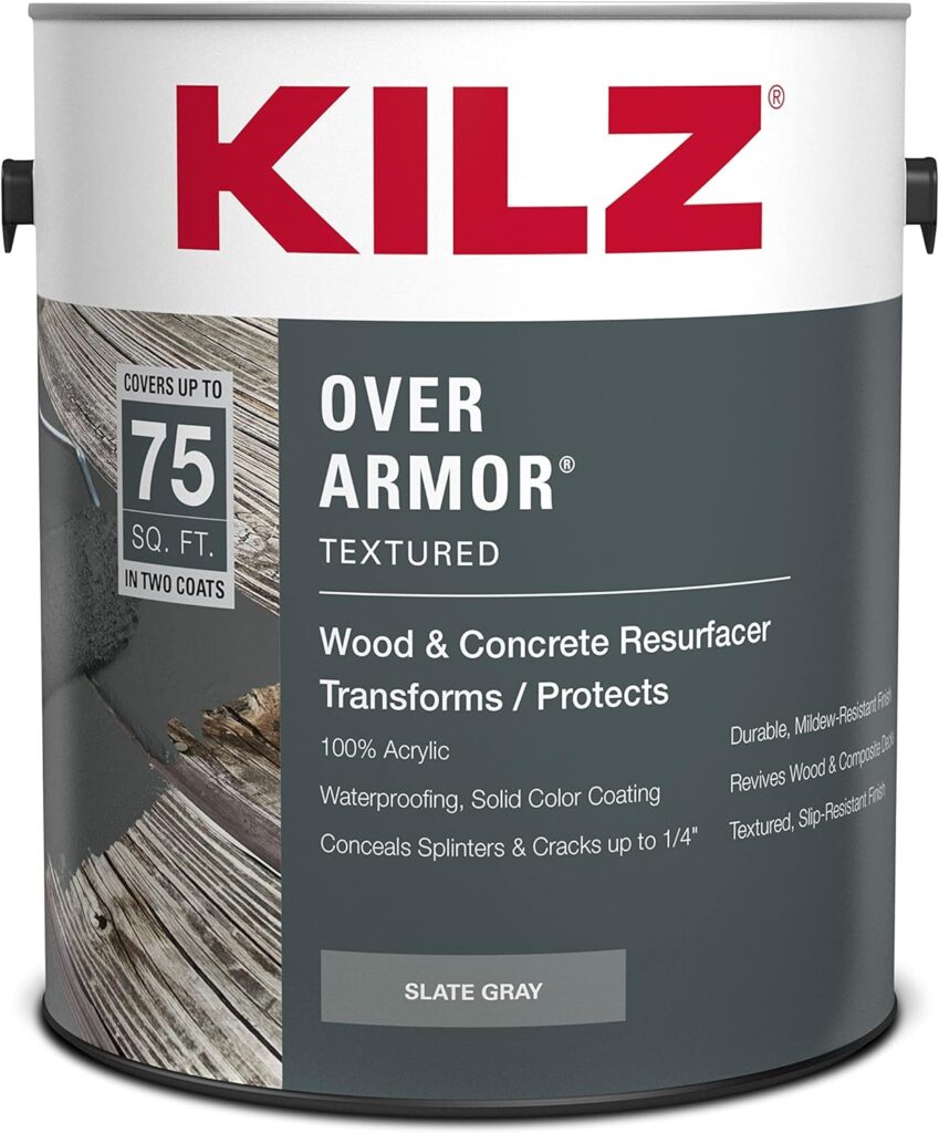 Kilz over armor wood and concrete resurfacer in a one gallon can