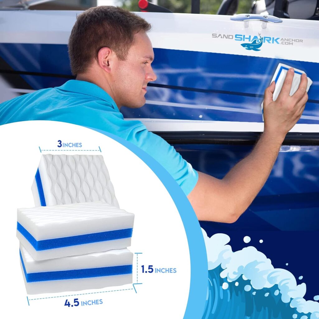 man cleaning a boat with a boat eraser boat cleaning sponge