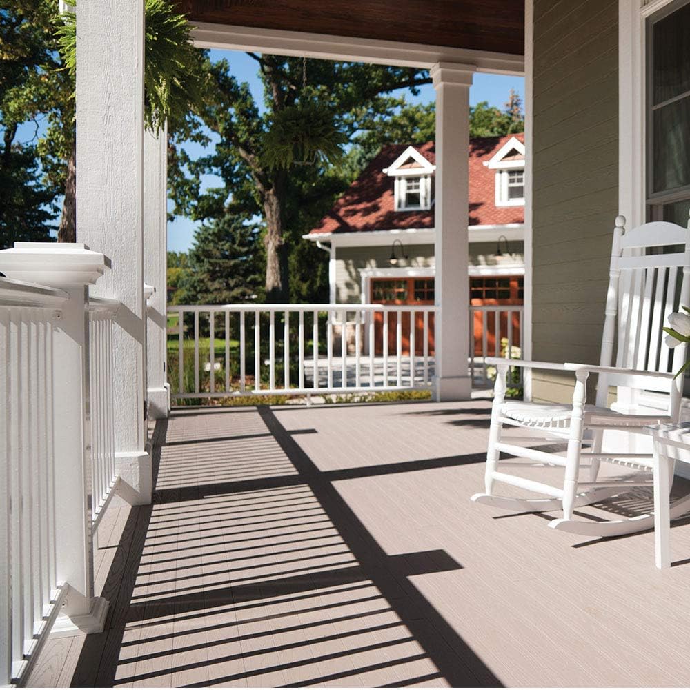 a porch with a floor painted with insl-x tough shield floor and patio paint